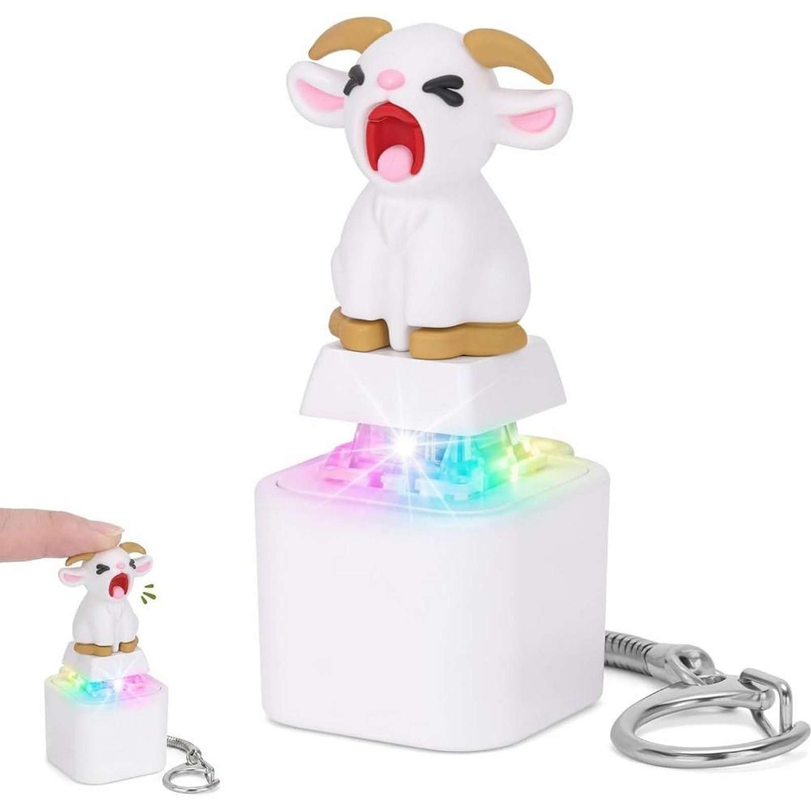 Animal Sound Fidget Clickers,Squeaking Goat Keyboard Fidget Toy for Adult,Rechargeable Cute Push Button Noise Maker Keychain