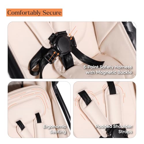 Image of Loopie Hop 1 Hand Fold Travel Friendly Compact CABIN Stroller for 0-4 Years | 3 position RECLINE Seat with SLEEPING position | SUN Protection UPF 50+ Canopy | 5 Point Safety HARNESS | 360 Wheels | 5 KG storage BASKET | WASHABLE Oxford Cotton fabric | MOSQUITO NET | Self-standing | 1 year WARRANTY | Ivory