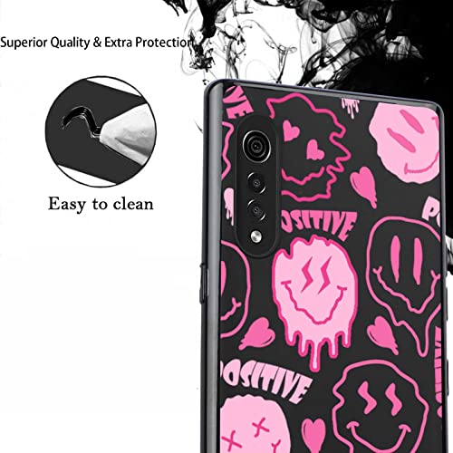 Zeleiw Autheco Compatible With Lg Velvet 4G/5G Case, Pink Dripping Smiles Love Heart Positive Radiate Face Graphic Design For Lg Case Girls Women,Soft Silicone Trendy Cool Case For Lg Velvet 4G/5G #TOP3