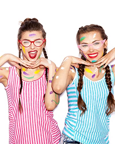 Jovitec 4 Pieces Cat Eye Glasses With Rhinestones 50'S 60'S Party Costume Glasses For Hip Hop Dress Up Halloween Party Favor (Red, Black, White, Pink) #TOP4
