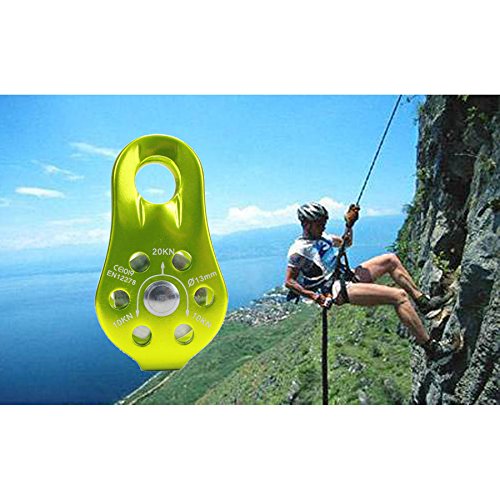 Geelife 20KN Micro Climbing Pulley General Purpose Small Aluminum Rope Pulleys for Rescue/Aloft Work/Rappelling Etc. (Green, Single Pulley) - Thumbnail 6