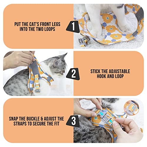 Lukovee Cat Harness And Leash, Adjustable Escape Proof Vest Harness For Kitten With Reflective Strips Lightweight Step-In Jacket For Cats Puppy Small Pet Traveling Hiking(Small,Orange) #TOP4
