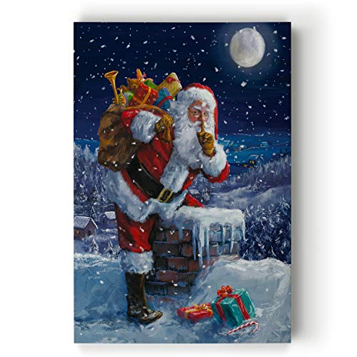 Renditions Gallery Gallery Wrapped Canvas Christmas Wall Art Print for Holiday Decor, 12x18, Shh Santa's Coming