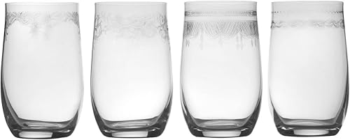 Mikasa Amelia Highball - Juego de 4 vasos de vidrio, 15.25 onzas, transparentes