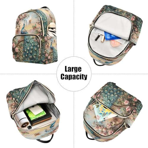 Image of ALAZA Peacock Butterfly Peony Women Backpack Purse Ladies Fashion Shoulder Bag Daypack Travel Bag 7.5L