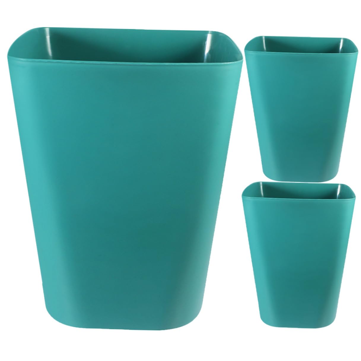 3pcs Outdoor Trash Can Set, Small Square Blue Garbage Bins for Organization, Convenient Wastebaskets for Bathroom, Kitchen, Office Storage