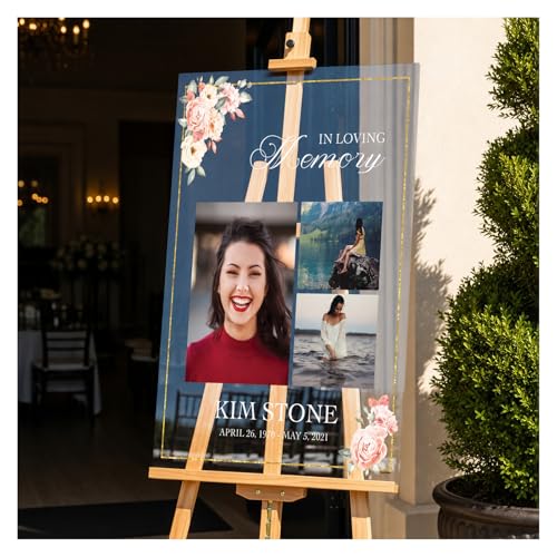 Image of Personalized Funeral Sign With Photo - Funeral Welcome Poster - In Loving Memory Sign - Personalized Funeral Signs - Memory Sign for Funerals with Picture - Custom Funeral Banner