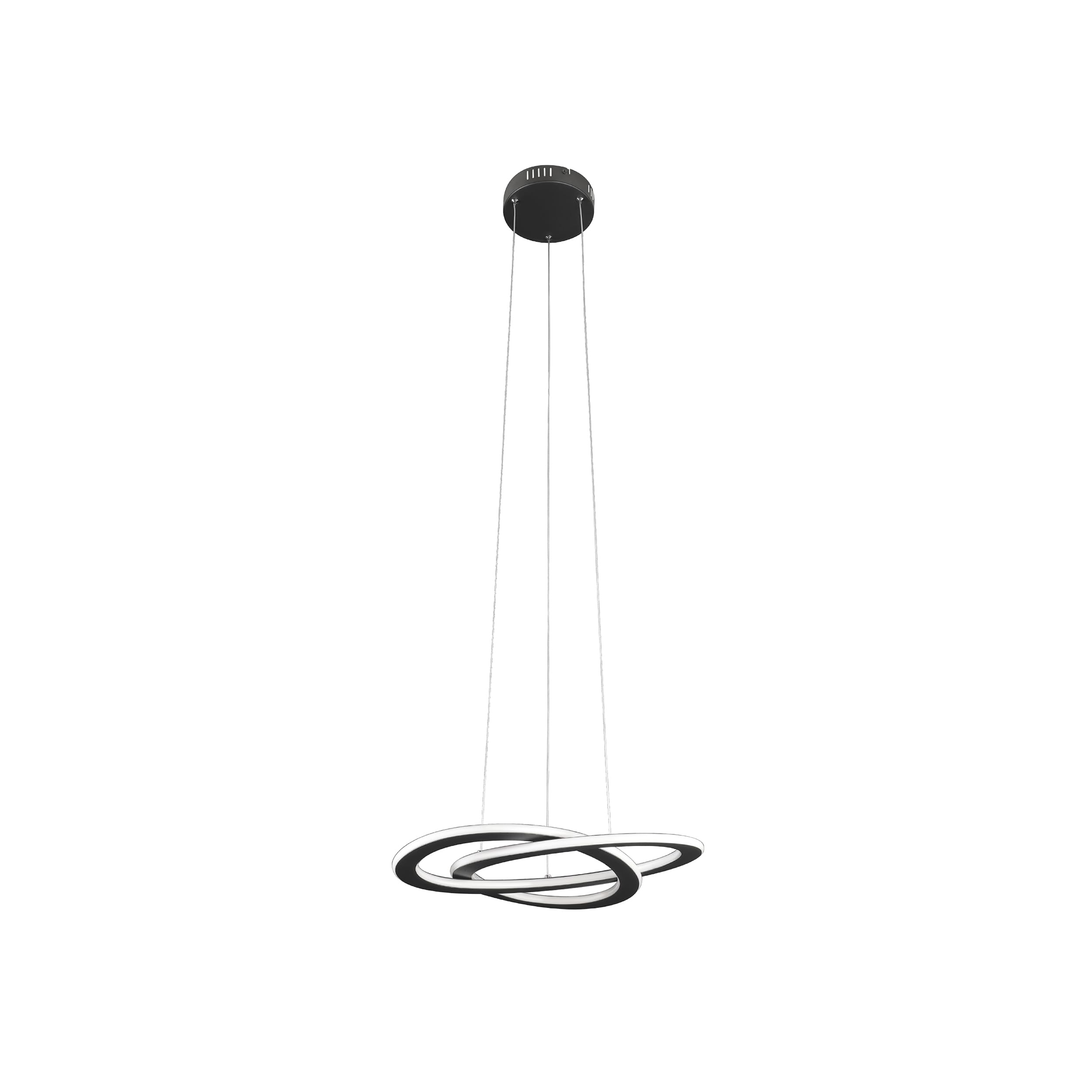 Eglo Rolimare - Lampadario a sospensione LED per tavolo da pranzo, soggiorno, lampada soffitto in metallo di colore nero e plastica bianco, neutro, diametro 42 cm