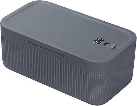 Small Lock Box for Medication Safe Refrigerator Lock Box Small Lockable Medicine Storage Box for Food Mobile Personal Items Refrigerator Snack Lockbox for Office Home SchoolGray