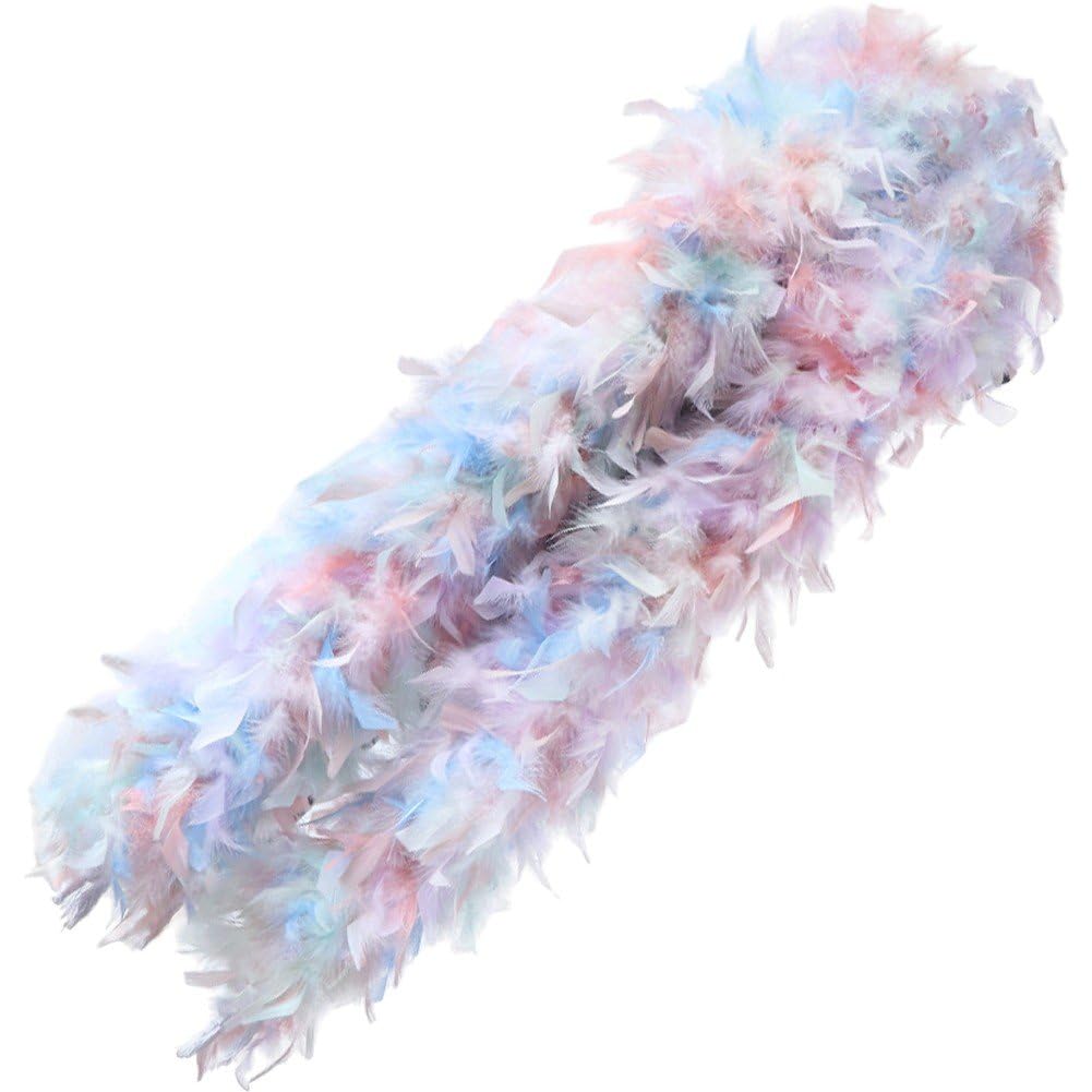 Boa de plumas de pavo multicolor para manualidades y disfraces