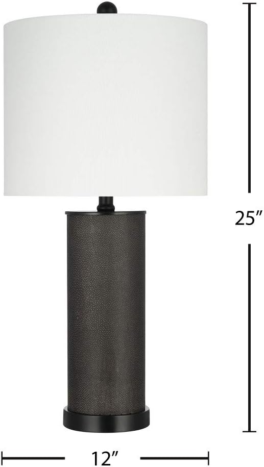 Free Shipping 🛒 Amazon Brand – Rivet Modern Shagreen and Marble Table Lamp, LED Bulb Included, 25H, Charcoal Grey
