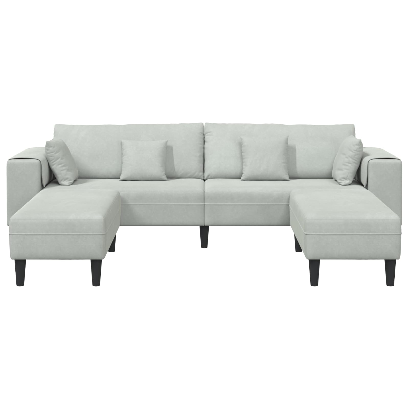 Nowoczesna aksamitna sofa 3-częściowa w kolorze jasnoszarym 208 cm z poduszkami – elegancka sofa do salonu z rdzeniem sprężynowym i podłokietnikami zapewnia stabilność i komfort, smukła