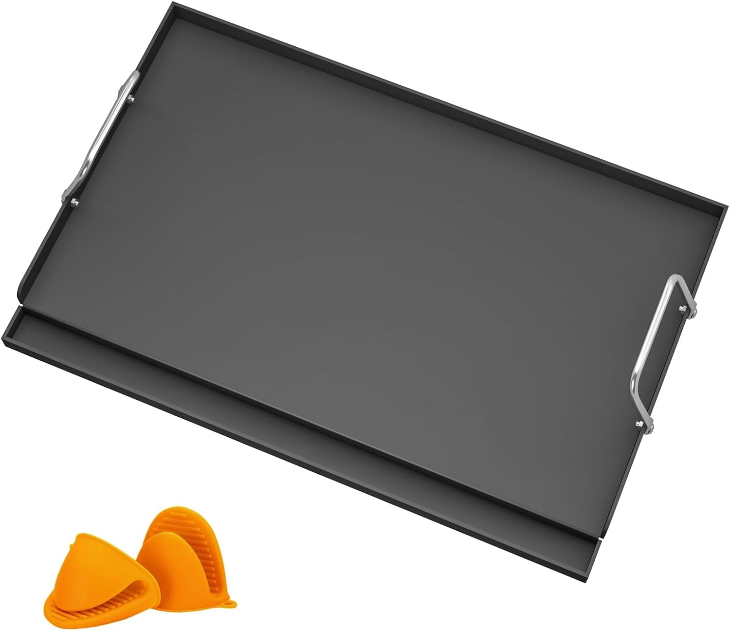 25" x 16" Pre-Seasoned Griddle for Gas Grill, Universal Flat Top Griddle with Nano-Ceramic Nonstick Coating, Grease Groove and High Sidewalls, Griddle Plate Insert for Camping, Tailgating and Parties