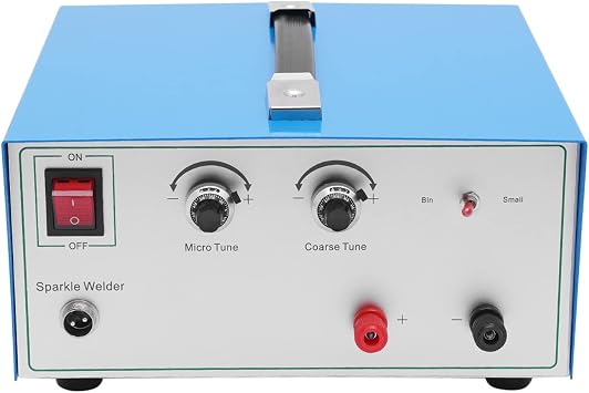Pulse Arc Welder Jewelry Spot Welding Machine 390W, Micro Welder for Gold Silver Platinum with Foot Pedal, 0.004-0.04in Output, Blue 10x10x5 Inch