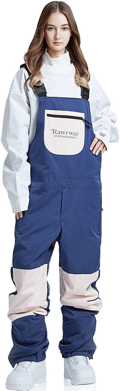 HOUZONIY Unisex Snow Bib Pants for Women Waterproof Insulated,Mens Snow Overalls Loose Fit,Ski Overalls for Winter Sport
