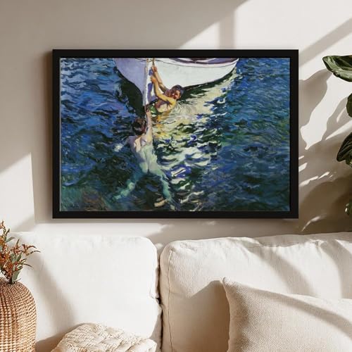Toile Joaquin Sorolla bateau blanc cadre suspendre décoration murale - 7