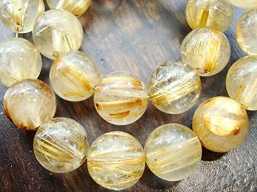 Golden Rutilated Quartz lot de perles pour fabriquer un cadeau d'anniversaire personnalisé
