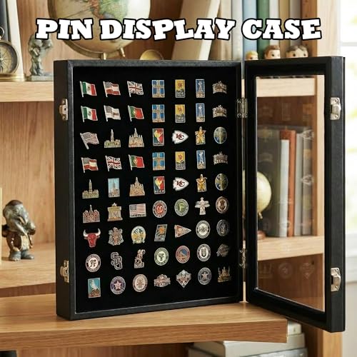 image for Wowagoga 11x8 Inch Dustproof Enamel Pin Display Case Shadow Box Frame 