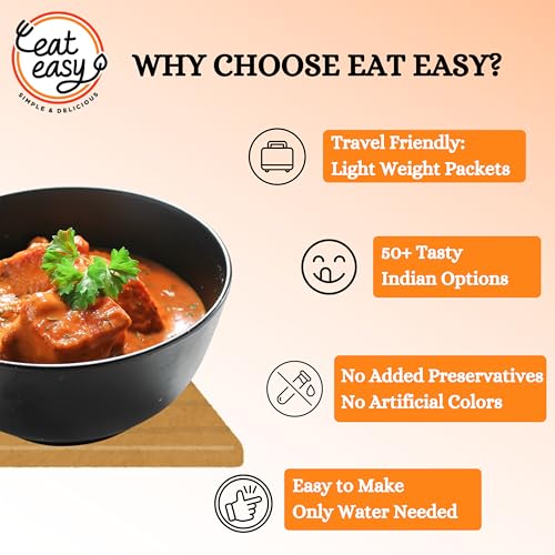 Image of Eat Easy Ready To Eat Jain Paneer Tikka Masala- 95g (Pack of 2) No Onion | Just Add Hot Water & Cook, After Preparation 315g | Freeze Dried Restaurant Style Instant Indian Curry for Travel, Road Trip