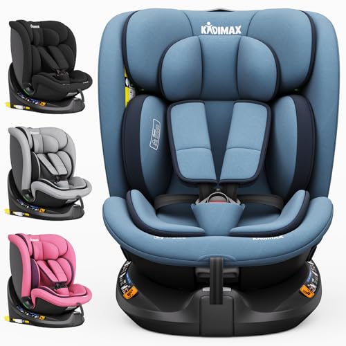 Kidimax® i-Size Kindersitz 40–150 cm (0–12 Jahre) | ECE R129/04 | 360° drehbar | mit Isofix & Top Tether | Gruppe 0+/1/2/3 | 5-Punkt-Gurt | verst. Kopfstütze | Autokindersitz Kinderautositz, Blau
