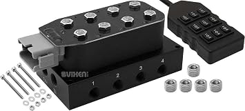 Vixen Air Suspension Valve Manifold 1 / 4 & quot؛ مجموعة NPT ، مع 8 صمامات الملف اللولبي لركوب الهواء ، 9 - قم بتبديل وحدة التحكم عن بعد السلكية. يفرغ ويفرغ حتى 4 أكياس الهواء ، الينابيع VXF4CM14B