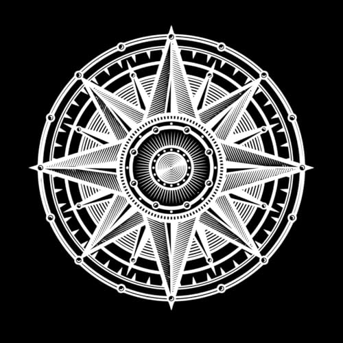 brújula rosa de los vientos cartografía geografía símbolo Calcomanías de pared de PVC 54.6x54.6cm Autoadhesivo Blanco