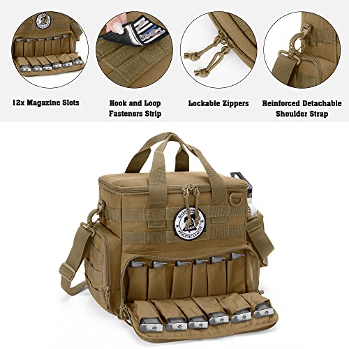 Dsleaf Tactical Gun Range Bag With 3 Pistol Cases, Gun Duffle Range Bag With 12X Magazine Slots And Extra Pockets For Shooting And Hunting (Patent Design) #TOP1