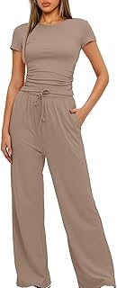 Ewleguzka Women's 2 Piece Outfits Lounge Sets Ruched Short S