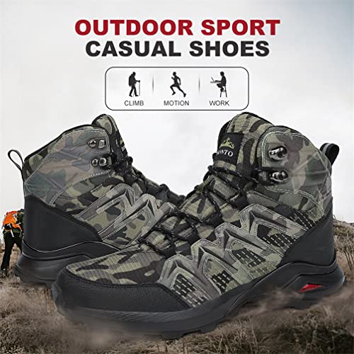 Dannto Men's Mid Ankle Hiking Boots Water Resistant Outdoor Snow Shoes Backpacking Walking Trekking Tactical Hunting Sneakers Camoflage Size 7 #TOP5