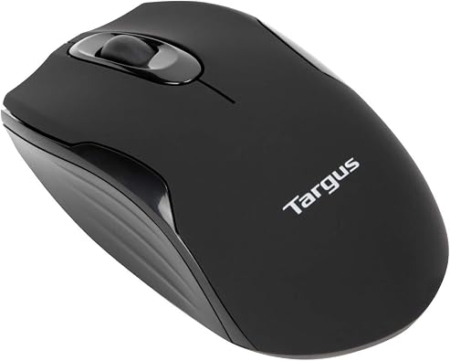 Targus Compact Mouse مع تقنية التتبع الأزرق للتتبع وسلك USB 2.5 قدم قابل للسحب ، أسود ورمادي ( AMU75US )