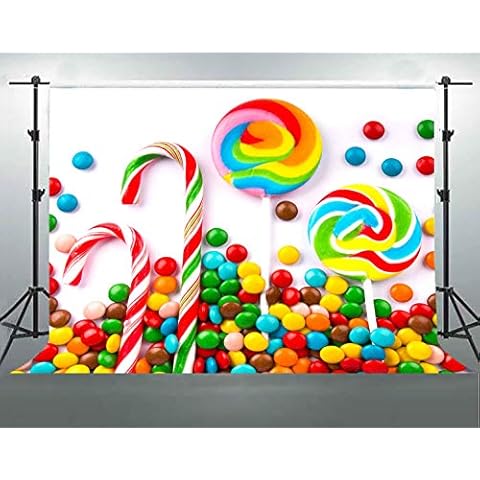 F-FUN SOUL Candy Backdrop Lollipop Sweets Photography Backgrounds Kids Birthday Party Portrait Photo Studio Props Banner FSLX255 Cover