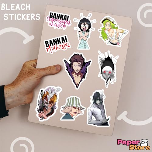 Image of Paper9store Pack of 75+ Bleach Stickers for Laptop, Phone Case, Guitar, Bike, Pc, Scrapbook etc. Waterproof Glossy Laminated Residue Free Anime Stickers