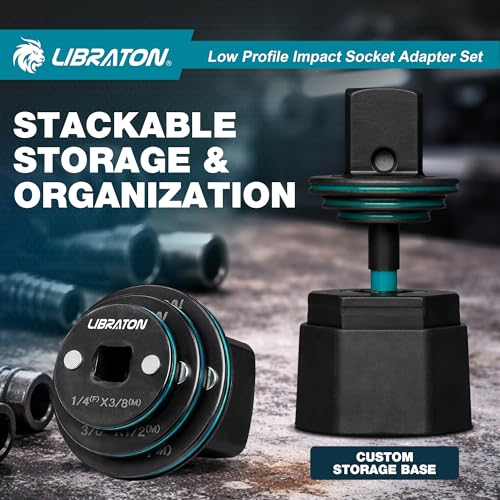 Image of LIBRATON Low Profile Impact Socket Adapter Set, 4pc Magnetic Converter Kit