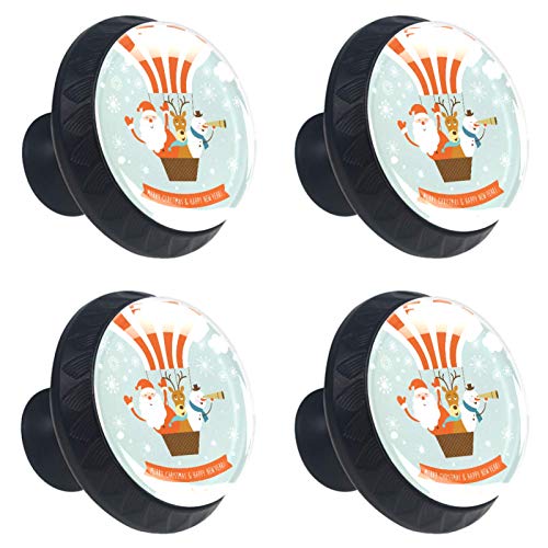 Boutons de tiroir Père Noël lot de 4 poignées design multicolore maison