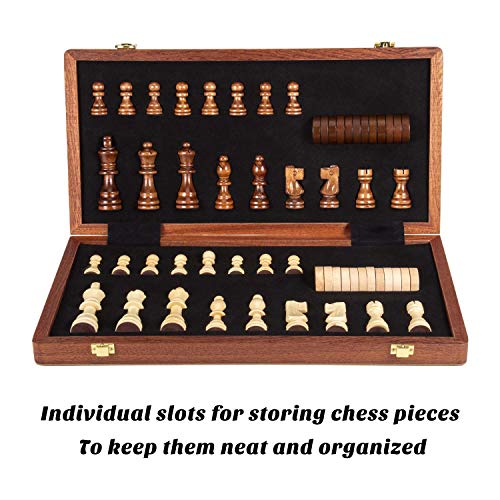Set de Ajedrez y Damas de Madera Magnético 15 Pulgadas miniatura 3