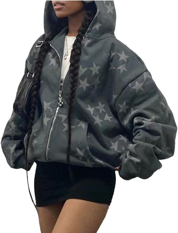 Fairy Grunge Clothes Alt Emo Clothing Y2k Zip Up Hoodie Oversized Hooded Sweatshirt Harajuku Aesthetic Jacket