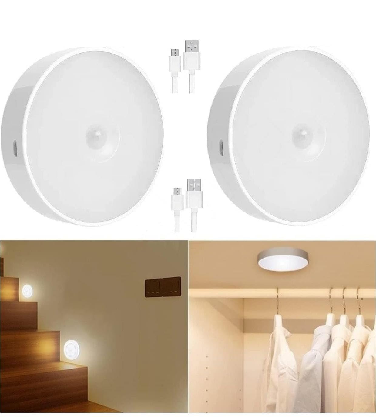 HINMO Motion Sensor Light for Home Rechargeable LED, PIR Motion Sensor Night Light Wireless, Auto On/Off Closet Wardrobe Cabinet Light, Magnetic Stick-On Indoor Lighting for Stairs Kitchen Hallway-image-26