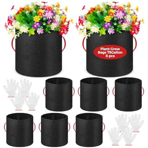 Nuenen 8 Pack 75 Gallon Grow Bags with Handles
