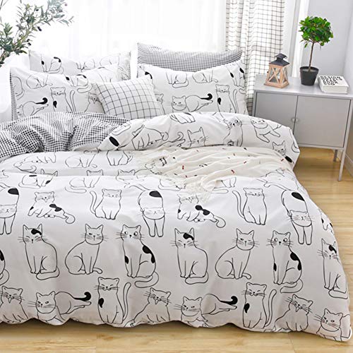 LAYENJOY Reversible Cartoon Cats Duvet Cover