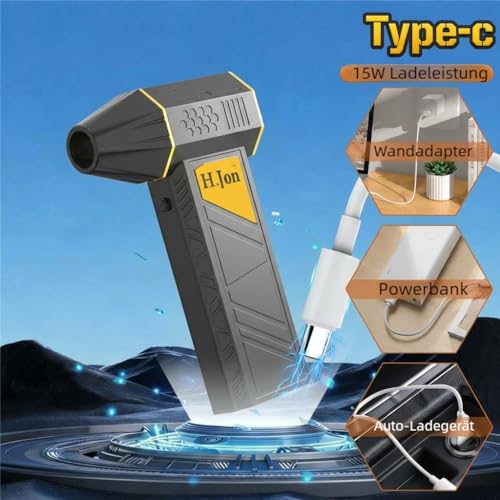 XUANHONG-TECH Elektrisches Staubgebläse Air Duster, 130000 U/min Wiederaufladbares Mini Gebläse, Druckluftgebläse für Reinigung PC Tastatur Auto Haus Outdoor Büro