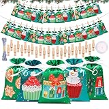 Adventskalender zum Befüllen 2025 für Kinder, Großer Stoff-Weihnachtskalender mit 24 Stoffbeutel (15x10cm), 2025 Adventskalenders DIY-BefüLlen Stoff Mit Holzklammern, Kordel Für Mädchen Jungen