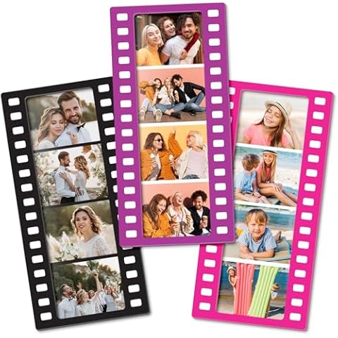 Photobooth Magnetic Photo Frames - Fun Magnet Picture Frame - Magnetic Frames for Refrigerator, Locker & More - Fridge Picture Frame Magnets - Magnetic Picture Frames for Refrigerator 2x6, 3 Pack Cover