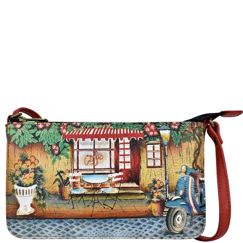 Anna by Anuschka Original Hand-Painted Crossbody Organizer-Leather Handbag for Women
