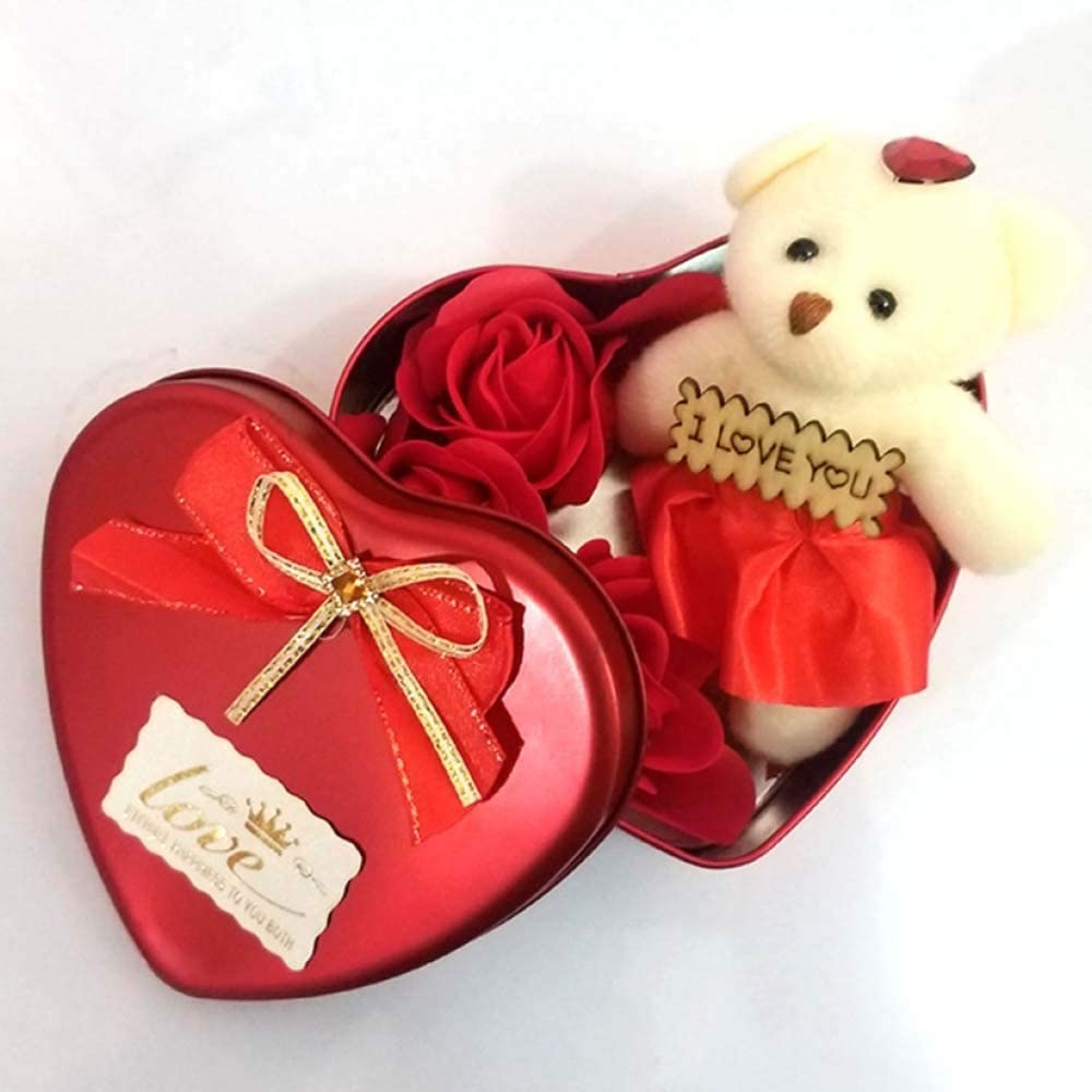 TinyGifts Red Rose & Teddy Bear in Heart Shape Metal Gift Box | Valentine Gifts | Romantic Gift Idea | Love in a Box Set for Special Day, Wedding, Anniversary, Birthday and All Occasions | Cute Decor-image-45