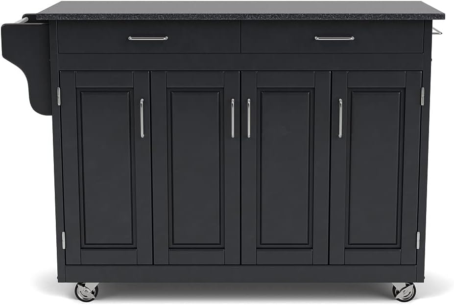 Create-a-Cart Black 4 Door Cabinet Kitchen Cart with Granite Top by Home Styles : Home & Kitchen