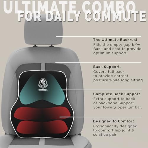 Image of MRRON Back Support for Office Chair | 3 Years Warranty | Medical Grade Memory Foam Car Seat Back Support, Orthopedic Lumbar Back Rest for Back Pain Relief - Back Pillow for Sitting Long Hours