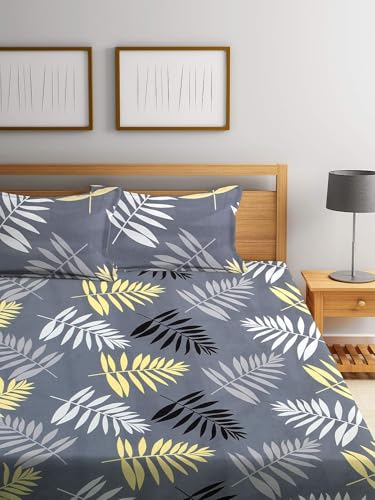 Image of Jashan Elastic Fitted Bedsheet for Double Bed King Size-Cotton- with 2 Pillow Covers Size (King, Multi-A01)