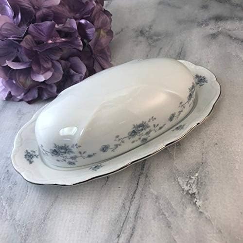 JOHANN BLUE GARLAND PATTERN TRADITION FINE PORCELAIN BUTTER DISH WITH LID. (NEW IN BOX)