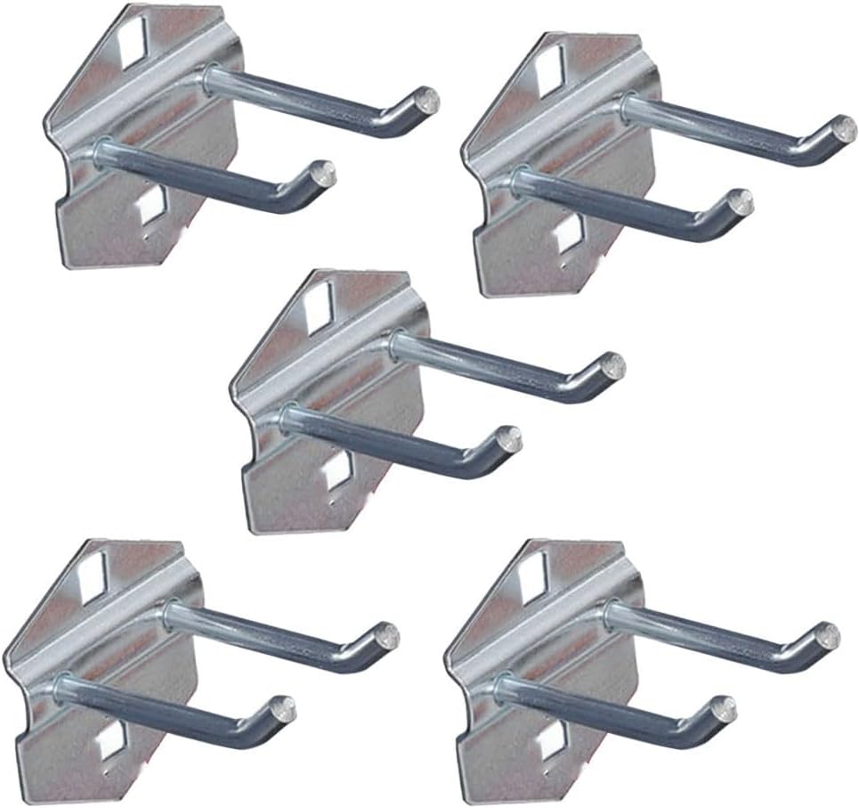 5pcs Pegboard Hooks 30 Degree Upturned Tool Storage Hangers Workshop Garage, Silver Finish (25mm/50mm/75mm)(50mm)