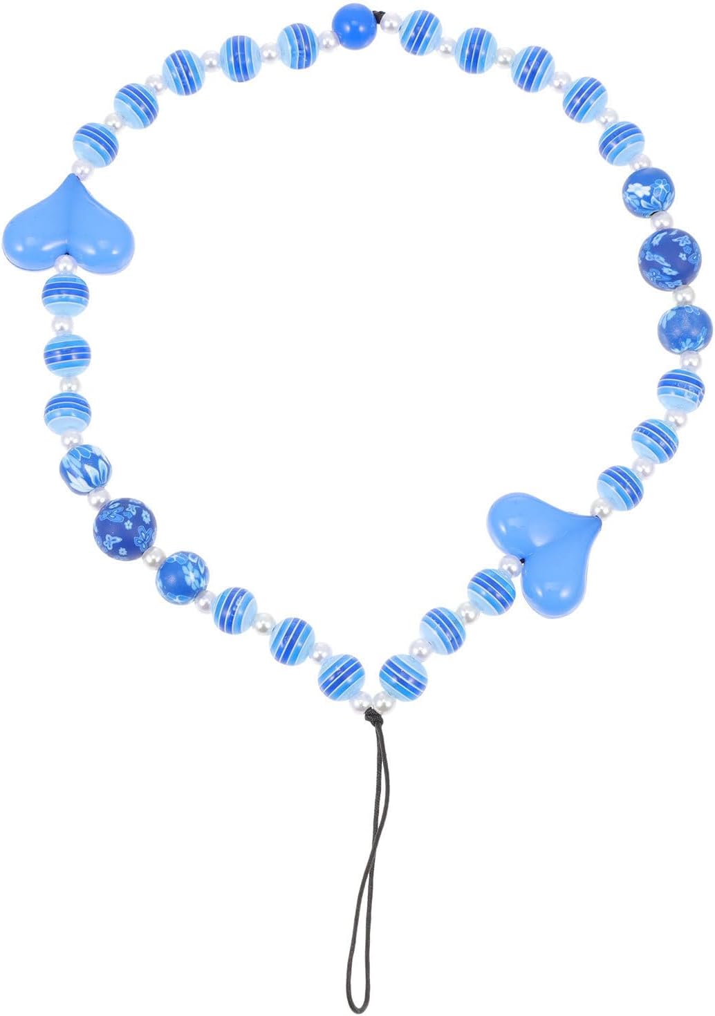 YARNOW Beaded Phone Lanyard Acrylic Blue with Heart Charms